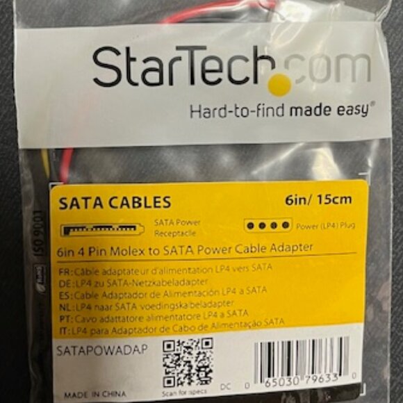 StarTech.com 6in 4 Pin Molex to SATA Power Cable Adapter - Picture 2 of 12